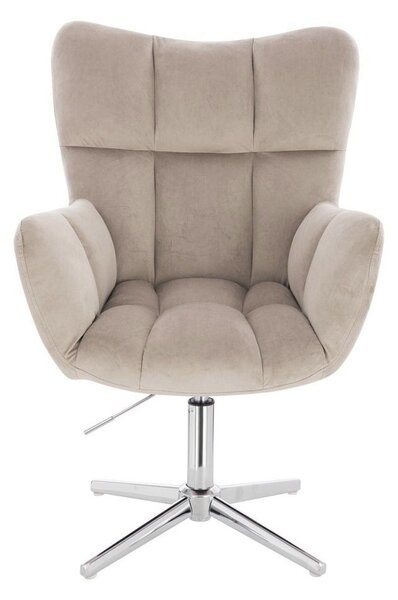 LuxuryForm DESIGN Křeslo AURORA VELUR na stříbrném kříži - latte