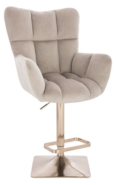 LuxuryForm DESIGN Barové křeslo AURORA VELUR na zlaté hranaté podstavě - latte