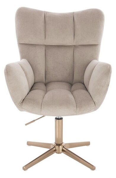 LuxuryForm DESIGN Křeslo AURORA VELUR na zlatém kříži - latte