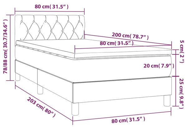 Box spring postel s matrací růžová 80 x 200 cm samet 3141454