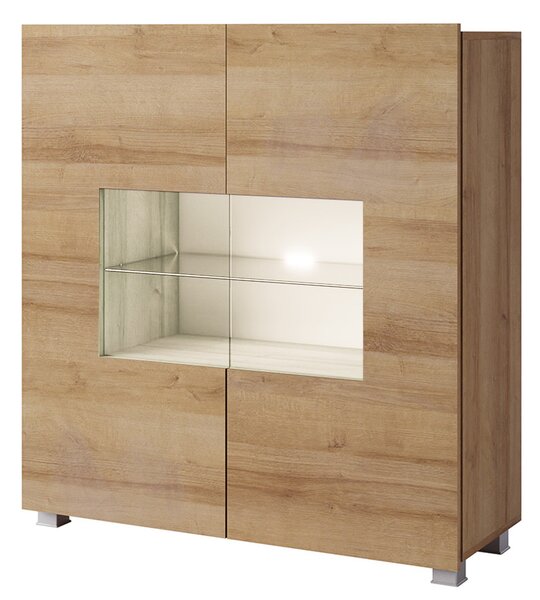 Obývací stěna CALABRINI d | 350 cm | 5 dílů E1 | dub zlatý/bílá lesk
