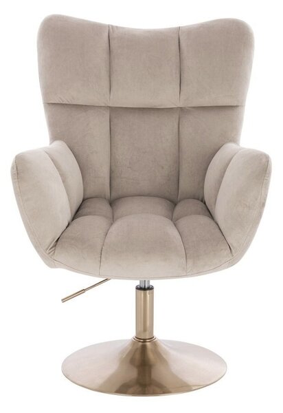 LuxuryForm DESIGN Křeslo AURORA VELUR na zlatém talíři - latte