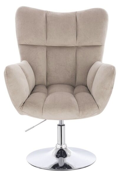 LuxuryForm DESIGN Křeslo AURORA VELUR na stříbrném talíři - latte