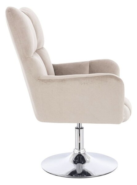 LuxuryForm DESIGN Křeslo AURORA VELUR na stříbrném talíři - latte