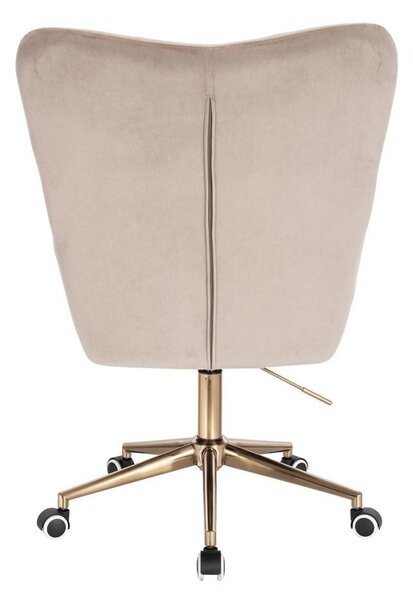 LuxuryForm DESIGN Křeslo AURORA VELUR na zlaté podstavě s kolečky - latte