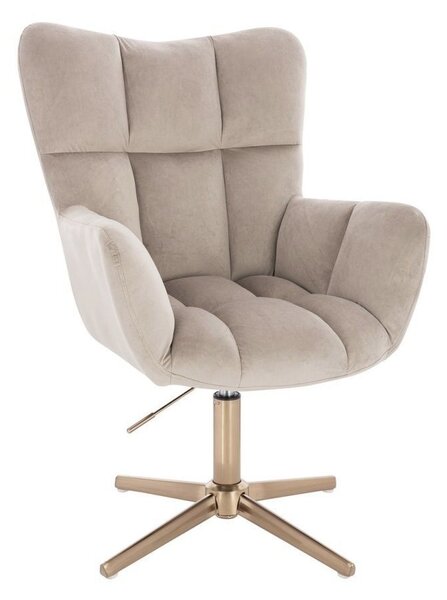 LuxuryForm DESIGN Křeslo AURORA VELUR na zlatém kříži - latte