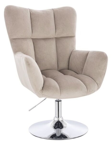 LuxuryForm DESIGN Křeslo AURORA VELUR na stříbrném talíři - latte