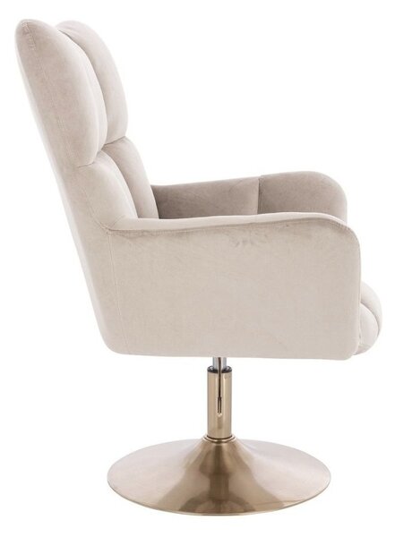LuxuryForm DESIGN Křeslo AURORA VELUR na zlatém talíři - latte