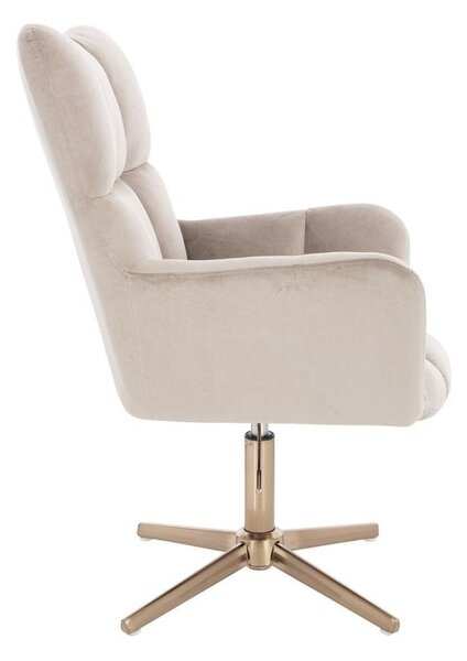 LuxuryForm DESIGN Křeslo AURORA VELUR na zlatém kříži - latte