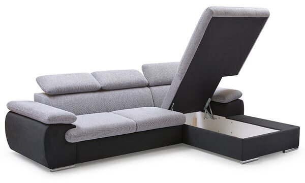 Sedací souprava COOL | 281x191 cm | rozkládací + úložný prostor | PRAVÁ | šedo černá 23/15