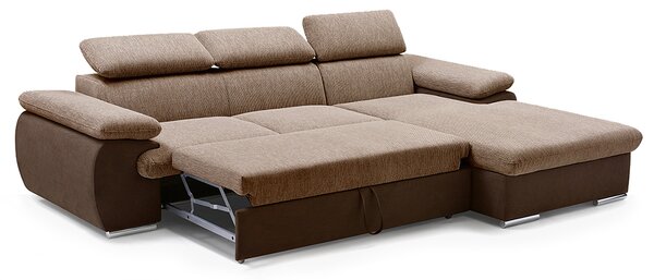 Sedací souprava COOL | 281x191 cm | rozkládací + úložný prostor | PRAVÁ | hnědá 04/68