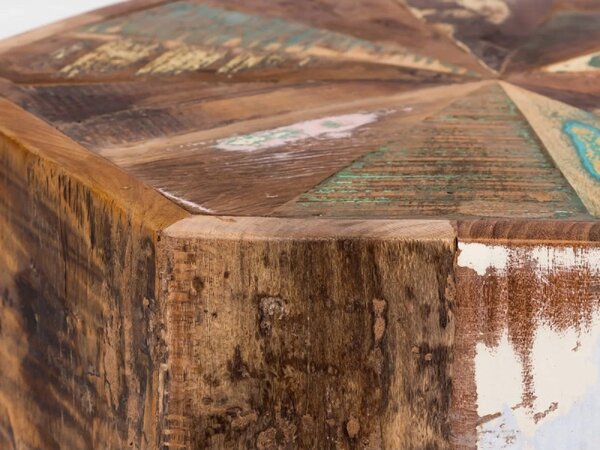 Masivní konferenční stolek Wakefield z recyklovaného dřeva, lakovaný, vícebarevný, šestihranný – 50×50×25 cm