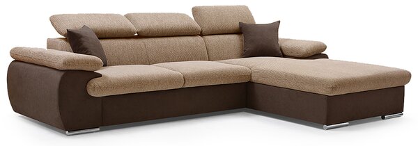 Sedací souprava COOL | 281x191 cm | rozkládací + úložný prostor | PRAVÁ | hnědá 04/68