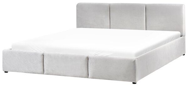 Postel s úložným prostorem BOUSSE Umělý samet Světle šedá 180 x 200 cm