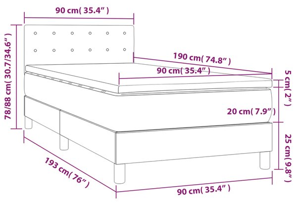 Box spring postel s matrací krémová 90x190 cm umělá kůže 3141097
