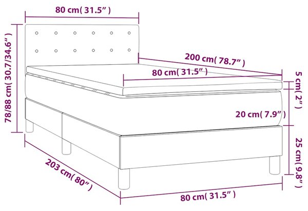 Box spring postel s matrací černá 80 x 200 cm samet 3141511