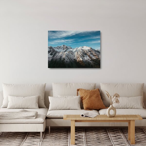 Skleněný obraz zasněžených vrcholků, Fiordland (70x50 cm)