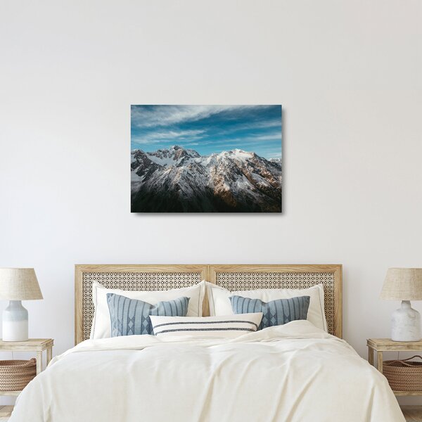 Skleněný obraz zasněžených vrcholků, Fiordland (70x50 cm)