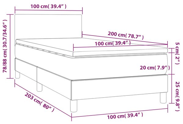 Box spring postel s matrací cappuccino 100x200 cm umělá kůže 3140992