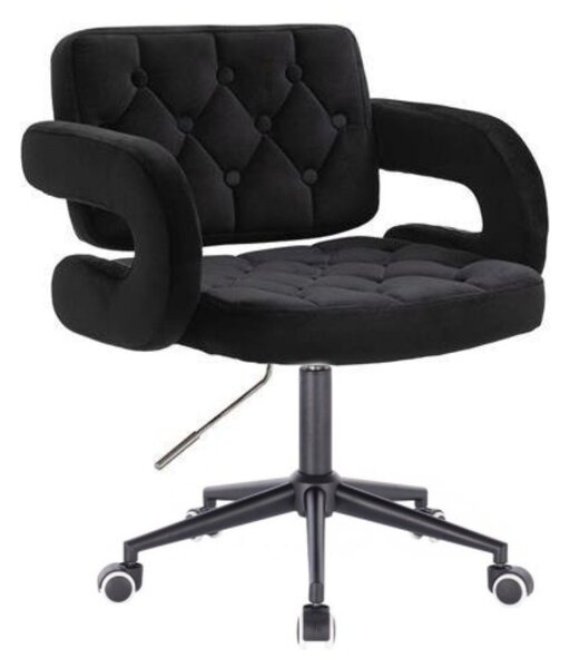 LuxuryForm DESIGN Židle ADRIA VELUR na černé podstavě s kolečky - černá