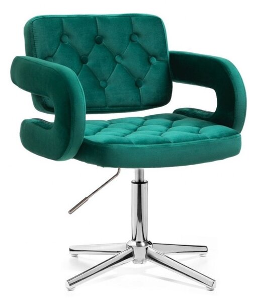 LuxuryForm DESIGN Židle ADRIA VELUR na stříbrném kříži - zelená