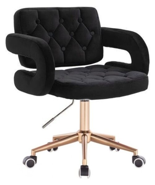 LuxuryForm DESIGN Židle ADRIA VELUR na zlaté podstavě s kolečky - černá