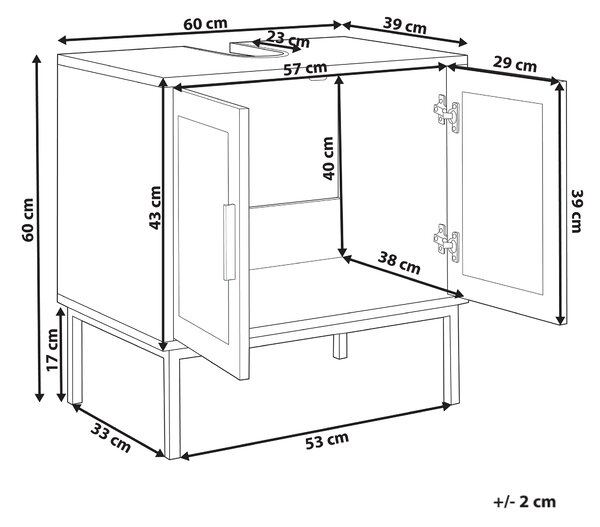 Skříňka pod umyvadlo ROSELL 60 cm Světle hnědá
