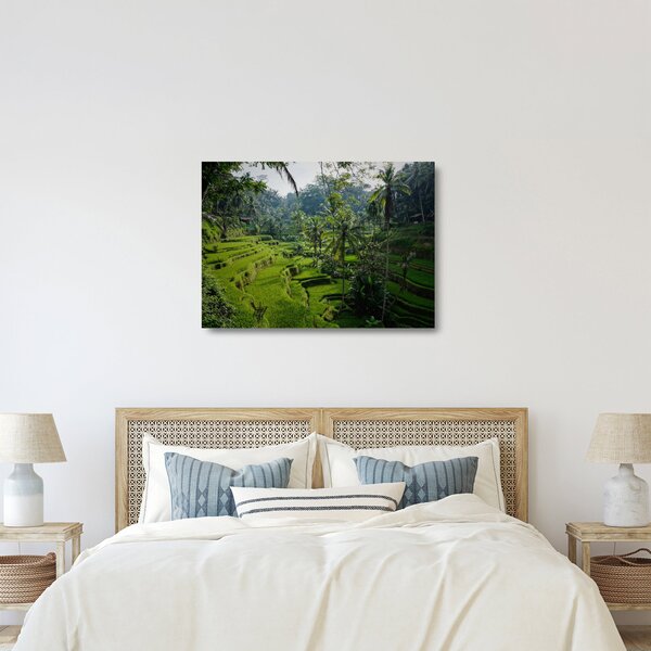Skleněný obraz rýžových teras Tegalalang, Bali (70x50 cm)