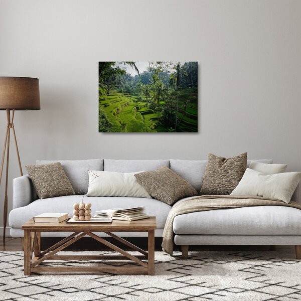 Skleněný obraz rýžových teras Tegalalang, Bali (70x50 cm)