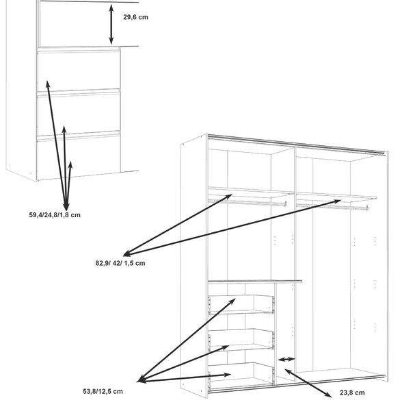 SKŘÍŇ S POSOUVACÍMI DVEŘMI, bílá, 170/200/61 cm Carryhome - Šatní skříně, Online Only