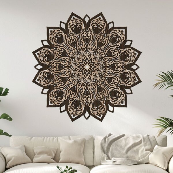 2 vrstvá mandala ROZKVĚTU | Rozměry (cm): 40x40 | Zvolte barevný dekor: dub zlatý-ořech