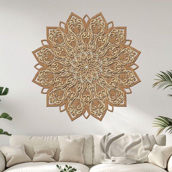 2 vrstvá mandala ROZKVĚTU | Rozměry (cm): 40x40 | Zvolte barevný dekor: dub zlatý-ořech