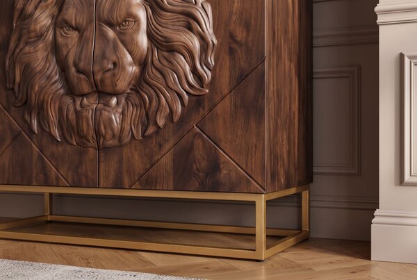 Vysoká komoda LION 3D 120 CM hnědá masiv mango Nábytek | Úložné prostory | Komody | Vysoké