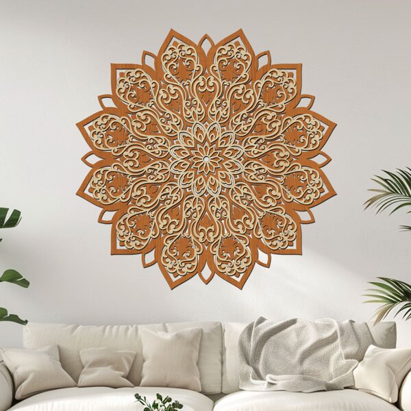 2 vrstvá mandala ROZKVĚTU | Rozměry (cm): 40x40 | Zvolte barevný dekor: dub zlatý-ořech
