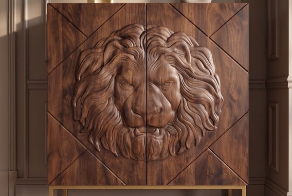 Vysoká komoda LION 3D 120 CM hnědá masiv mango Nábytek | Úložné prostory | Komody | Vysoké