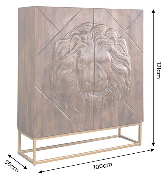 Vysoká komoda LION 3D 120 CM hnědá masiv mango Nábytek | Úložné prostory | Komody | Vysoké