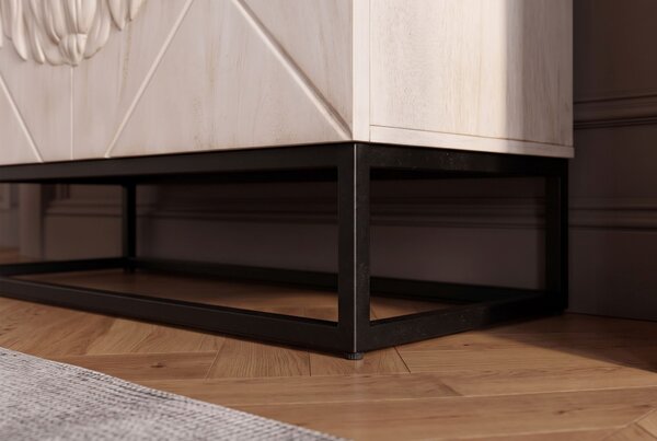 Vysoká komoda LION 3D 120 CM krémová masiv mango Nábytek | Úložné prostory | Komody | Vysoké