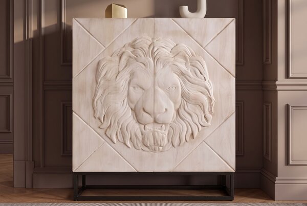 Vysoká komoda LION 3D 120 CM krémová masiv mango Nábytek | Úložné prostory | Komody | Vysoké