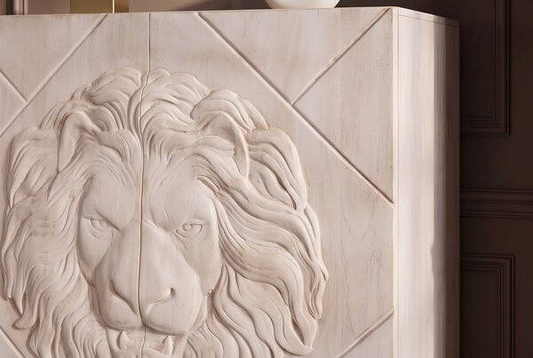 Vysoká komoda LION 3D 120 CM krémová masiv mango Nábytek | Úložné prostory | Komody | Vysoké