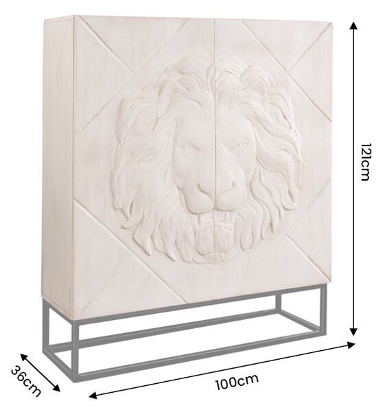 Vysoká komoda LION 3D 120 CM krémová masiv mango Nábytek | Úložné prostory | Komody | Vysoké
