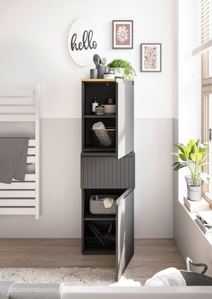 MIDI SKŘÍŇKA, černá, barvy dubu, 40/136/31 cm MID.YOU - Koupelnové série, Online Only