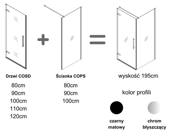 Ravak Cool! sprchové dveře 100 cm sklopné černá matný/průhledné sklo X0VVAC300Z1