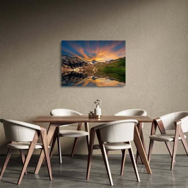 Skleněný obraz - Odraz v horském jezeře (70x50 cm)