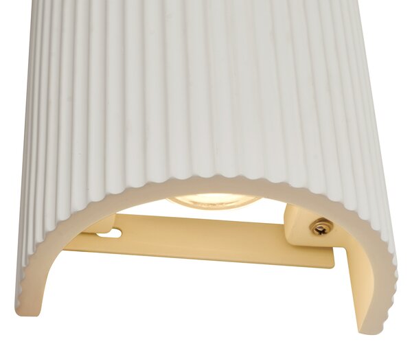 Skandinávská nástěnná lampa béžová půlkruhová 2-světla - Plaster