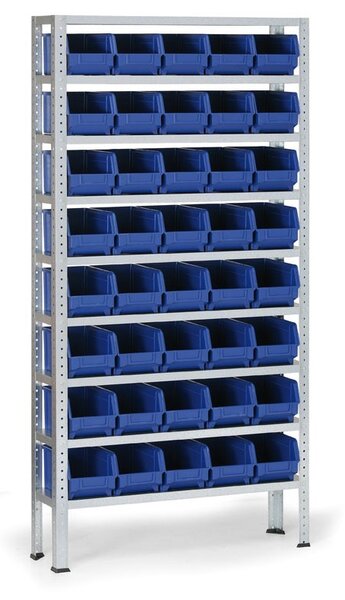 Regál s plastovými boxy BASIC, 1730 x 850 x 300 mm, 40x box B