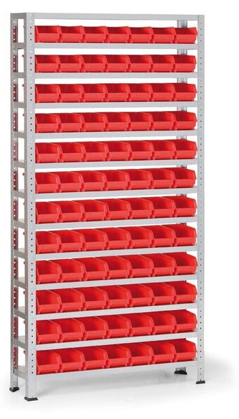 Regál s plastovými boxy BASIC, 1730 x 850 x 300 mm, 84x box A
