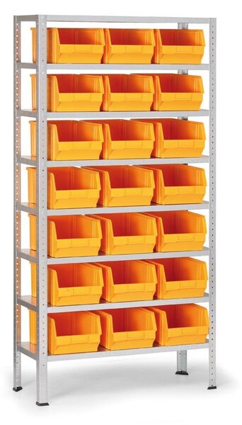 Regál s plastovými boxy BASIC, 1730 x 850 x 300 mm, 21x box C