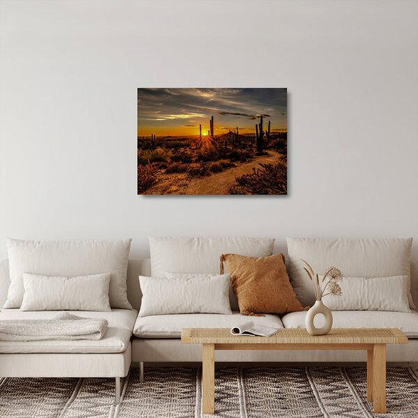 Skleněný obraz - Konec dne v arizonské poušti (70x50 cm)