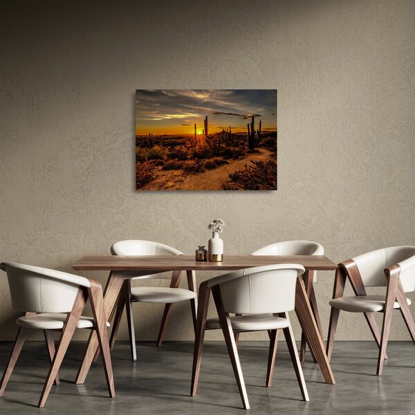 Skleněný obraz - Konec dne v arizonské poušti (70x50 cm)