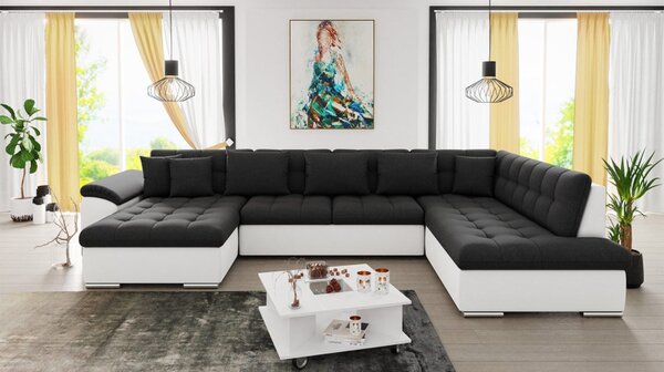 Rohová sedací souprava Tony Bis, Potah: ekoskora Soft 017 (biała) + Soul 20, Strana: Levá - U 5903211323409